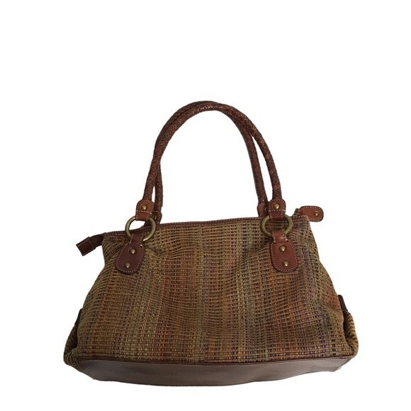Fossil braided leather trim woven shoulder baguette bag purse‎ - Picture 6 of 16